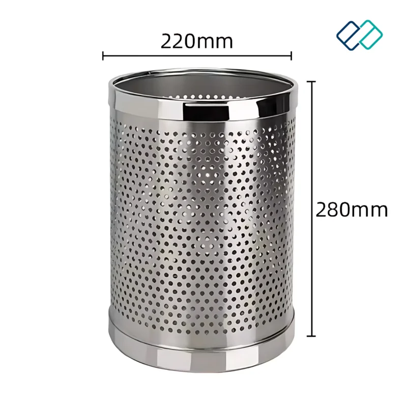 Stainless Steel Perforated Dustbin image throwing paper