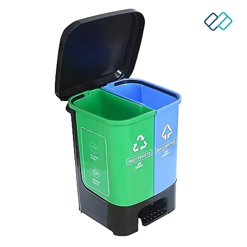 Blue & Green Color 2 in 1 Dustbin for Dry Waste and Wet Waste Dustbin open