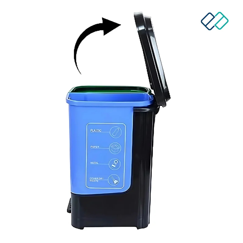 Blue & Green Color 2 in 1 Dustbin for Dry Waste and Wet Waste Dustbin open