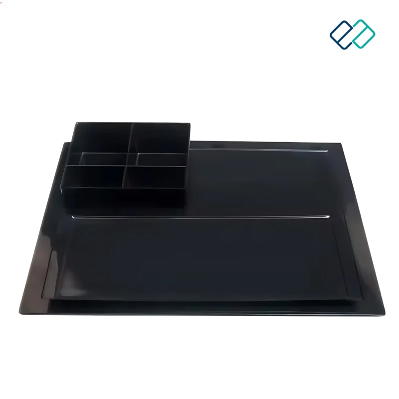 Melamine Welcome Tray Set of 3 black color image