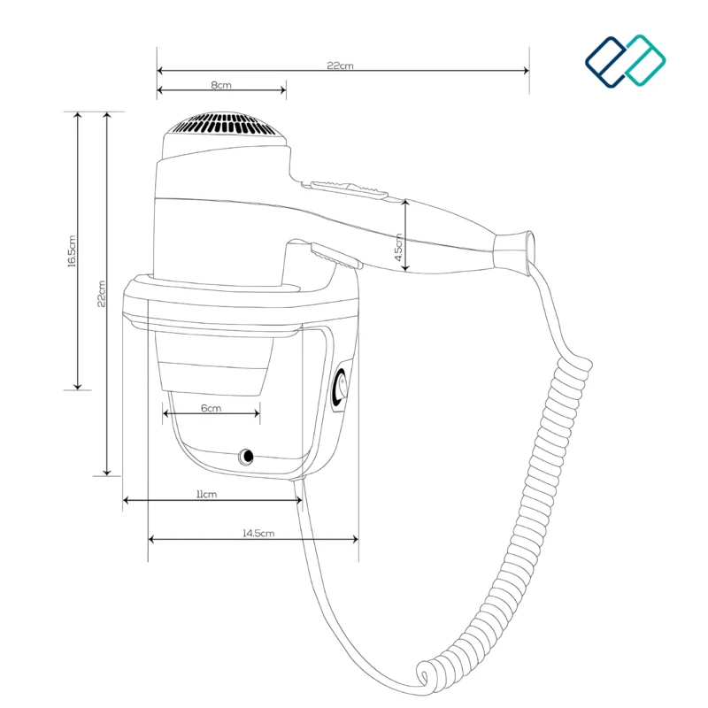 Hotel Professional Wall-Mounted Hair Dryer drawing