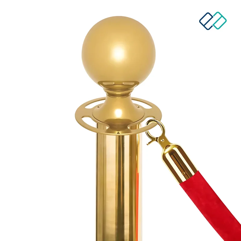 Stainless Steel Q manager with Red Velvet Rope in Golden color zoom image