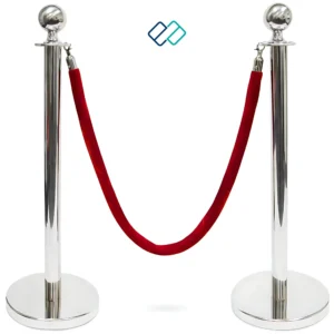 Stainless Steel Q manager with Red Velvet Rope in Silver color