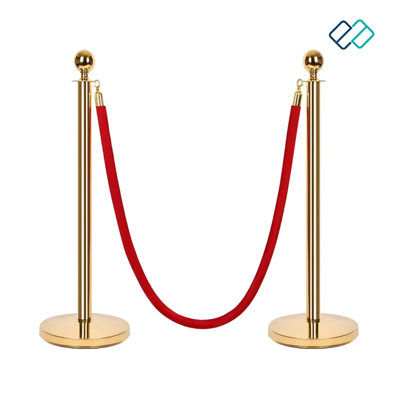 Stainless Steel Q manager with Red Velvet Rope in Golden color