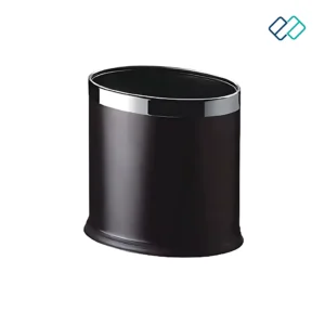 Double Layer Dustbins Oval Shape with Stainless Steel Ring black color
