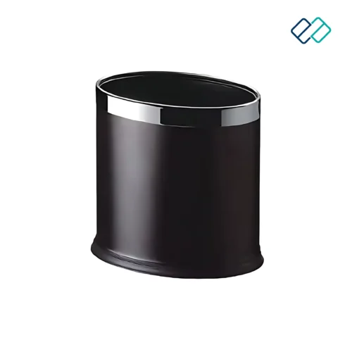 Double Layer Dustbins Oval Shape with Stainless Steel Ring black color