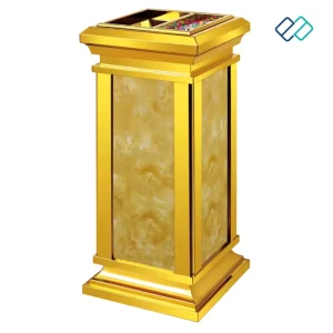 Ground Ash Barrel Dustbin in golden