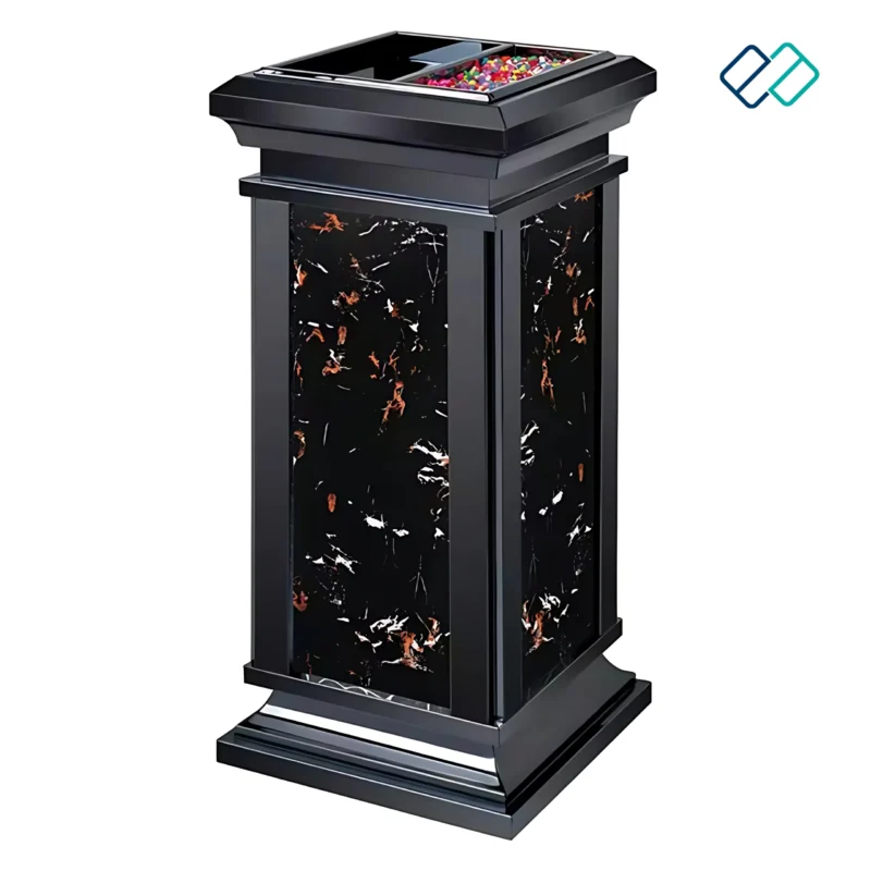 Ground Ash Barrel Dustbin in black color