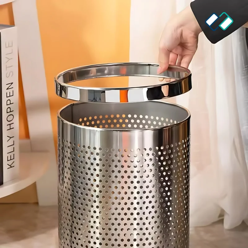 Stainless Steel Perforated Dustbin opening image