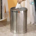 Stainless Steel Perforated Dustbin image throwing paper