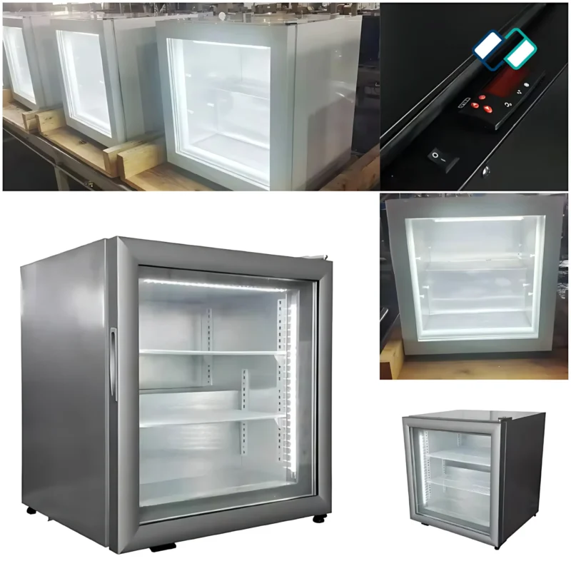 glass door mini bar with compressor white