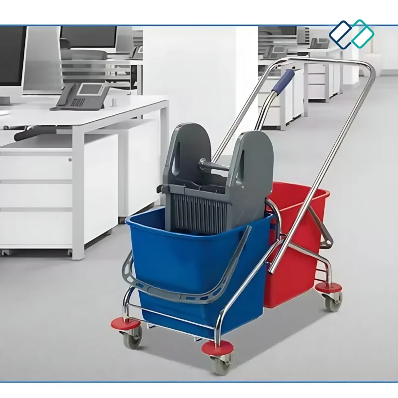 Double Bucket Mop Wringer Trolley