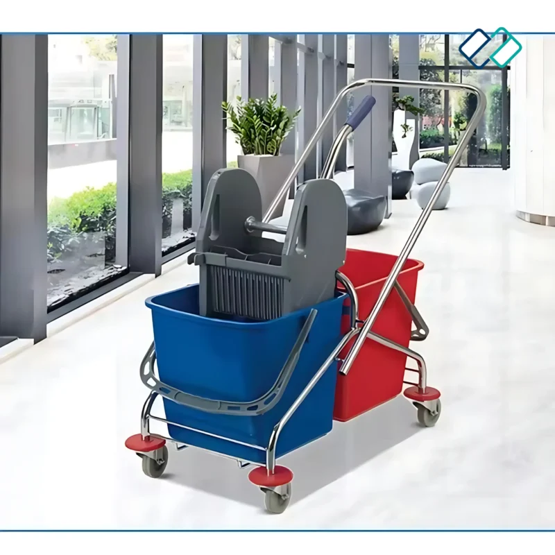 Double Bucket Mop Wringer Trolley