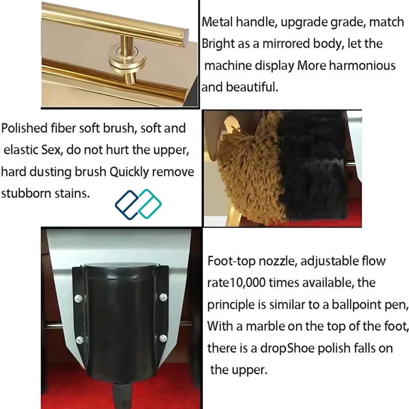 Stainless Steel Automatic Shoe Polisher for Hotels, Shopping Malls, Commercial Buildings, Villas, Banks golden color image details image