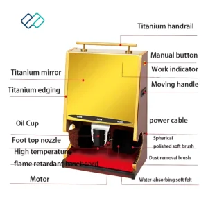 Stainless Steel Automatic Shoe Polisher for Hotels, Shopping Malls, Commercial Buildings, Villas, Banks golden color image details image