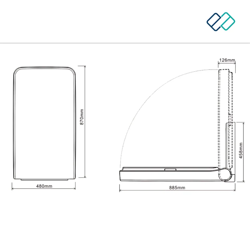 Commercial Wall Mounted Horizontal Baby Diaper Changing Station with dimension