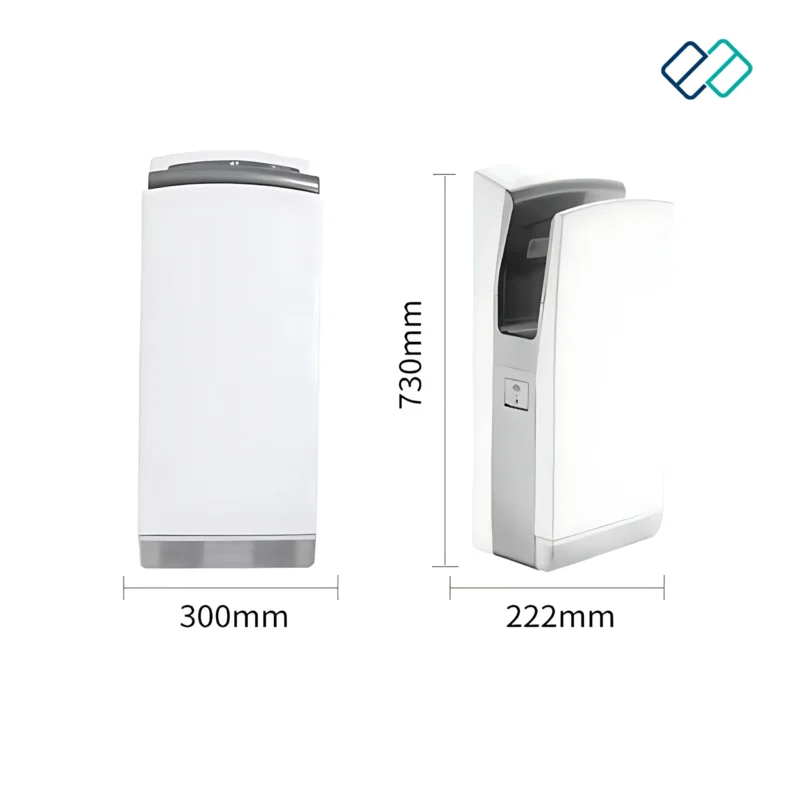 Commercial High-Speed Jet Air Hand Dryer white color dimension