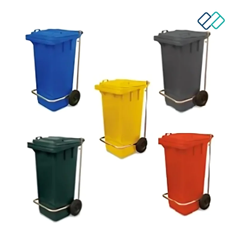 Wheel Waste Bins with Pedal all color blue, green yellow, red, black