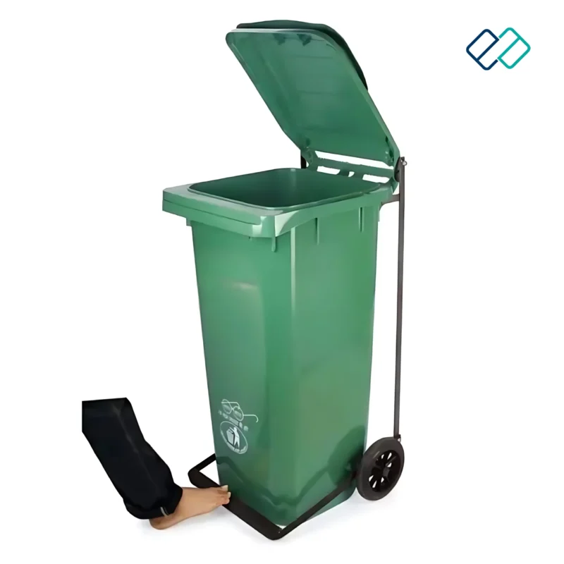 Wheel Plastic Dustbin with Pedal green color