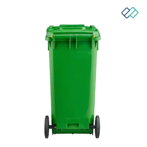 Wheel Waste Dustbin green colour back view