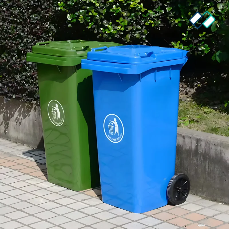 Wheel Waste Dustbin Blue & green colour