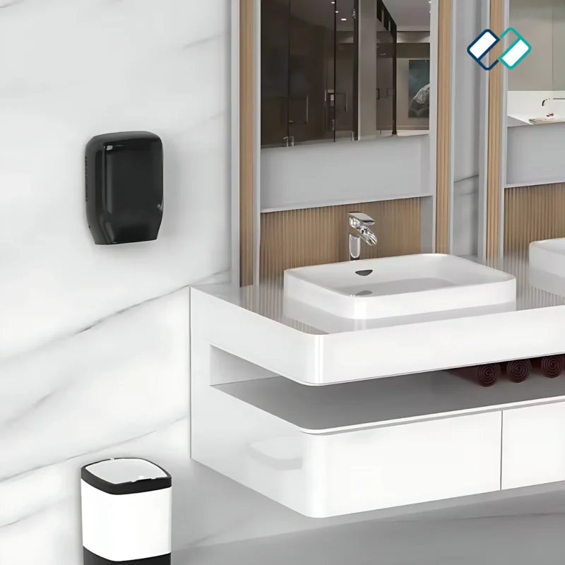 Automatic Electric Mini Jet Hand Dryer black in washroom