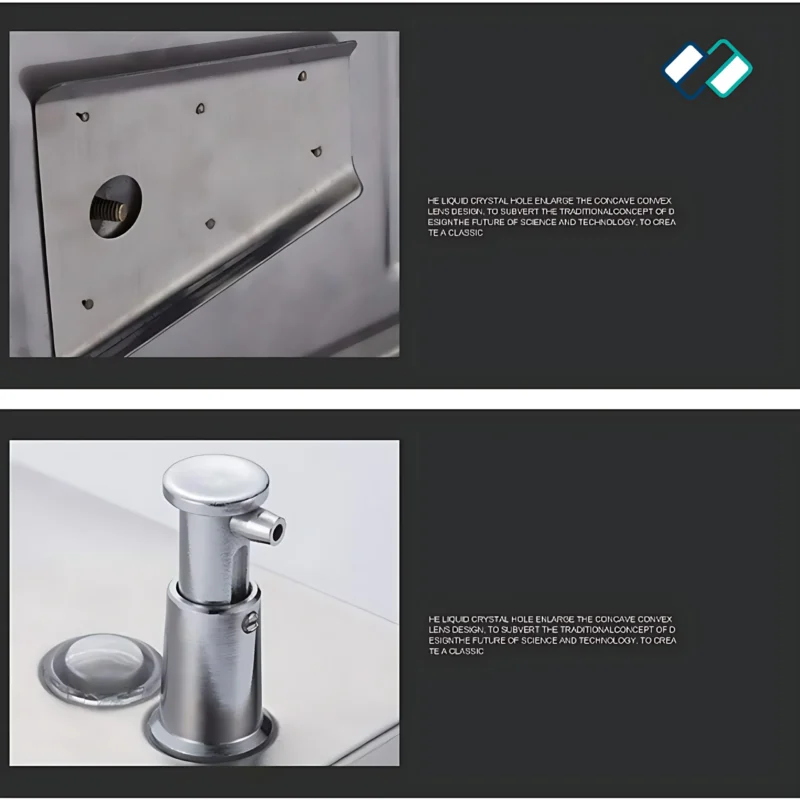 Stainless Steel luxury soap dispenser wall mounted available in 500,800,1000ml details