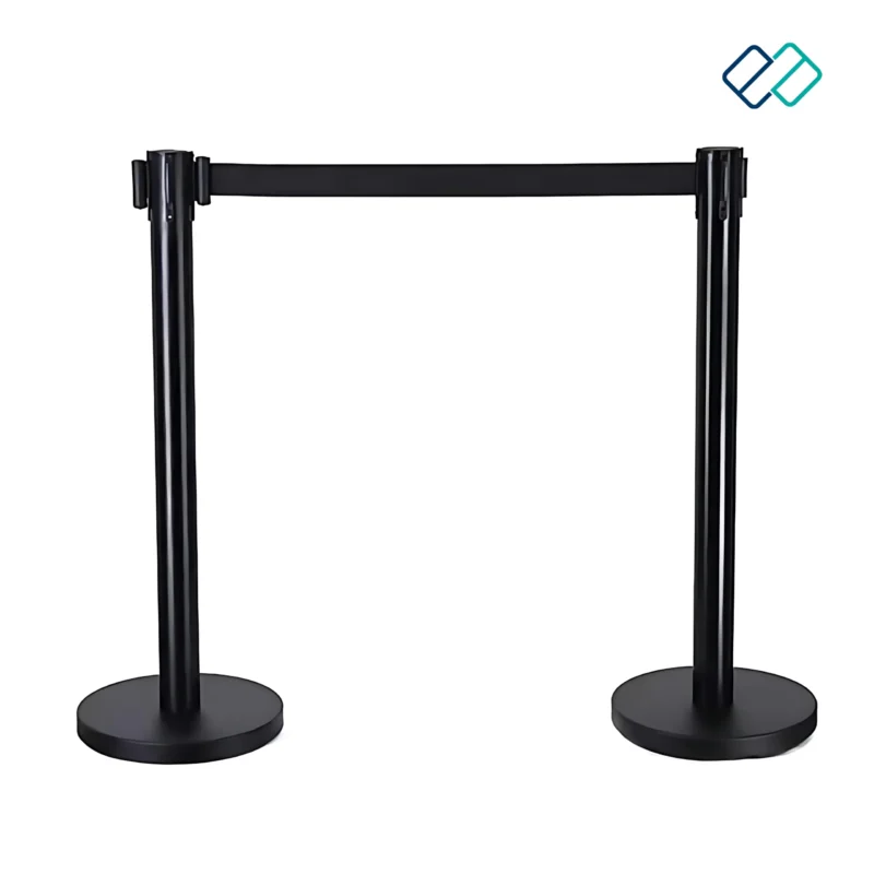 Retractable Belt Q manager Stand in Black Color