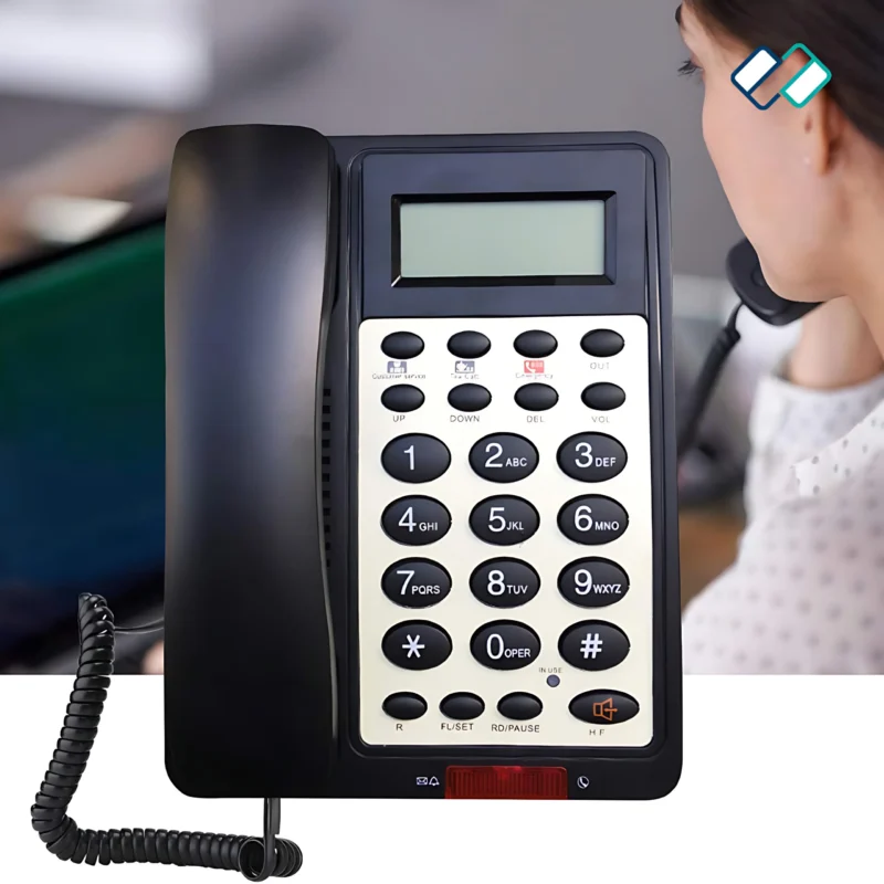 Desktop Corded Telephone In Black For Home, Office, Hotels