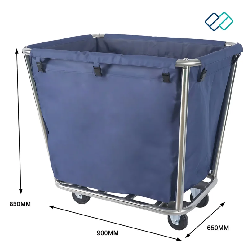 Stainless Steel Linen Trolley Blue dimension