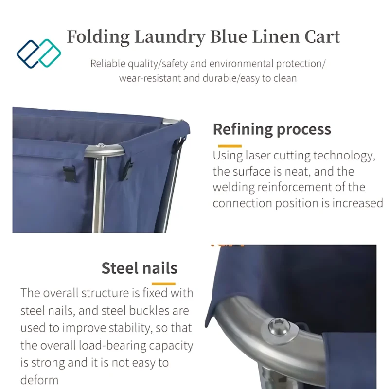 Stainless Steel Linen Trolley Blue details