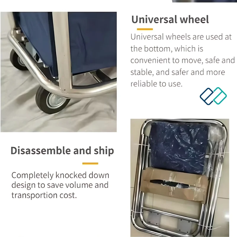 Stainless Steel Linen Trolley Blue details