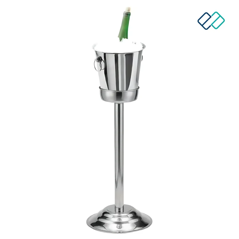 SS Wine Bottle Bucket with Stand in silver color