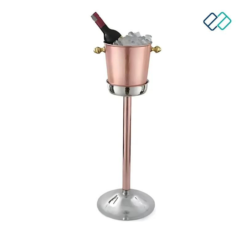 SS Wine Bottle Bucket with Stand in rose gold color