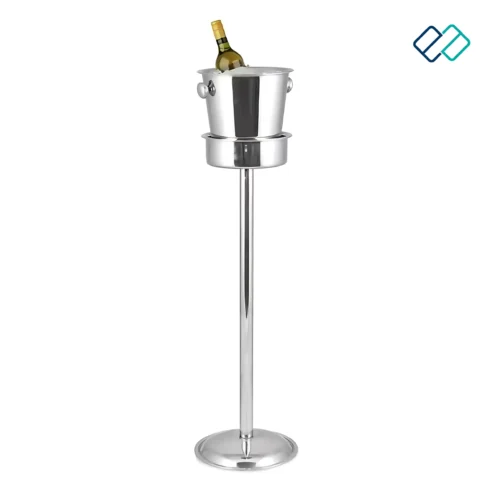 SS Wine Bottle Bucket with Stand in silver color