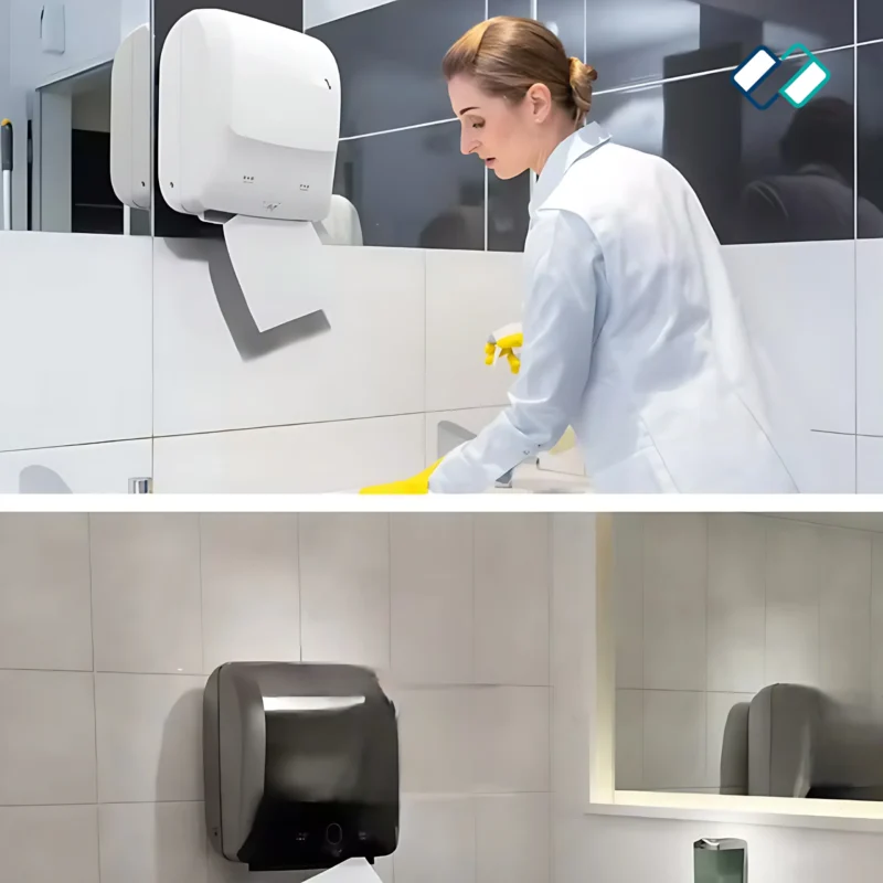Automatic Paper Dispenser white and black color in bathroom