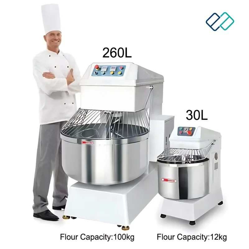 Bakery Equipment Flour Spiral Dough Mixer Machine in 2 size with man standing