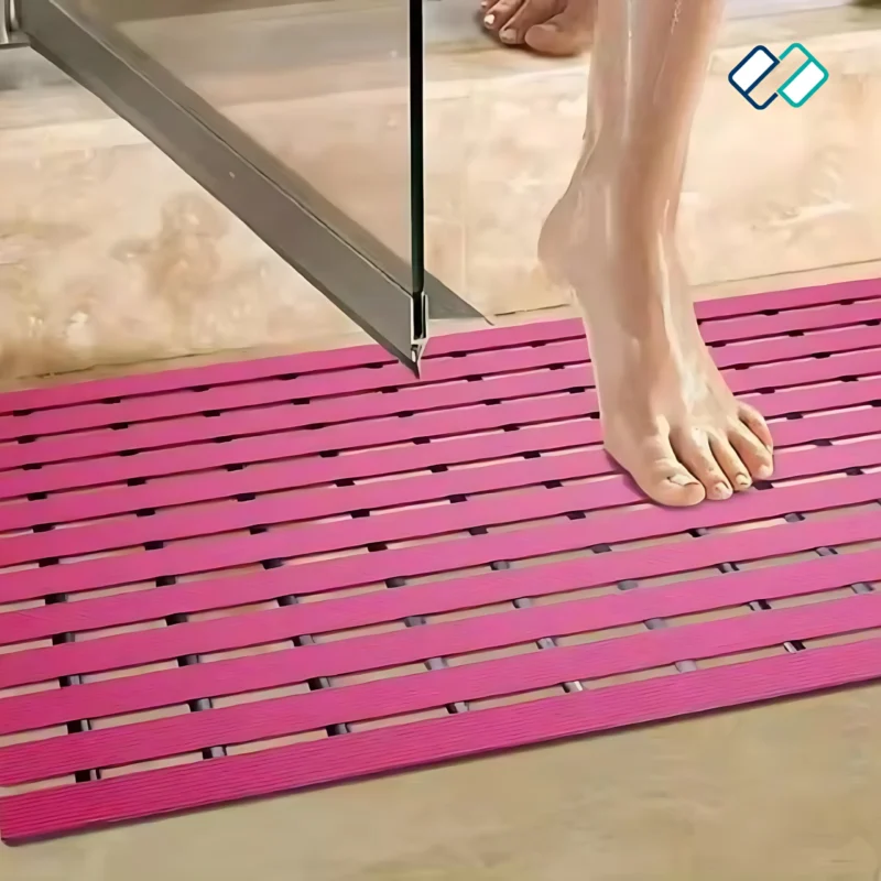 Non Slip Shower Mat For Bathroom in pink color