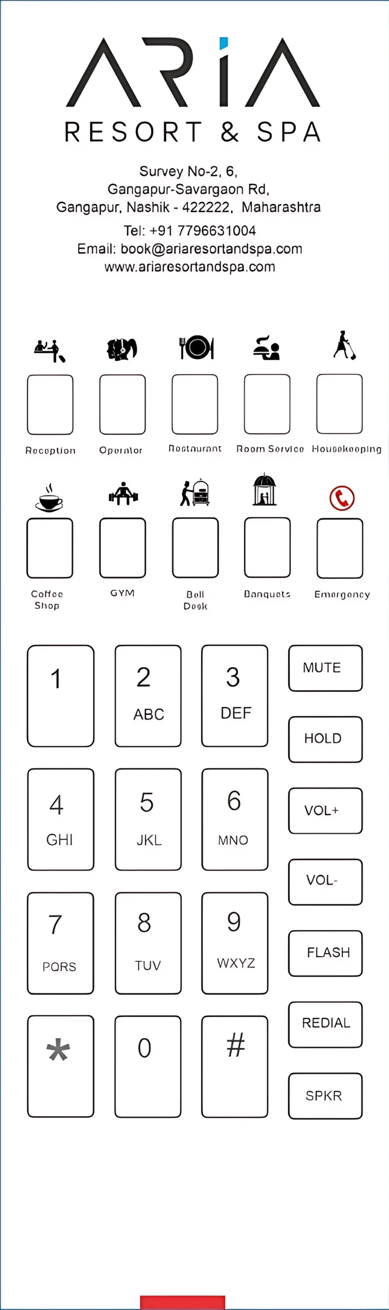 Customized Faceplates for Hotel Telephone aria hotel - eston amenities