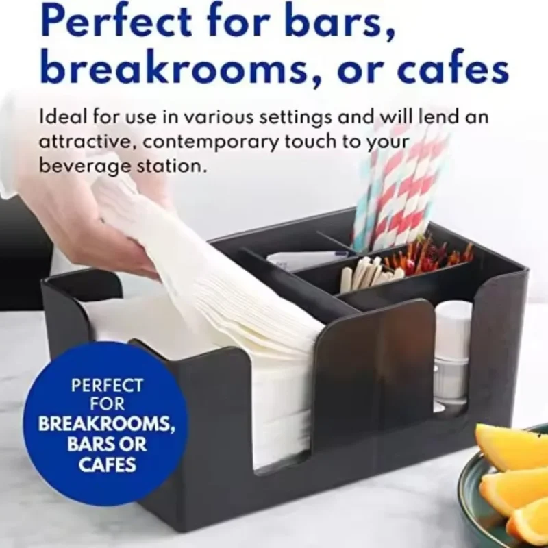 Bar Caddy | Napkin, Stirrer Holders Dispenser Black - Image 4
