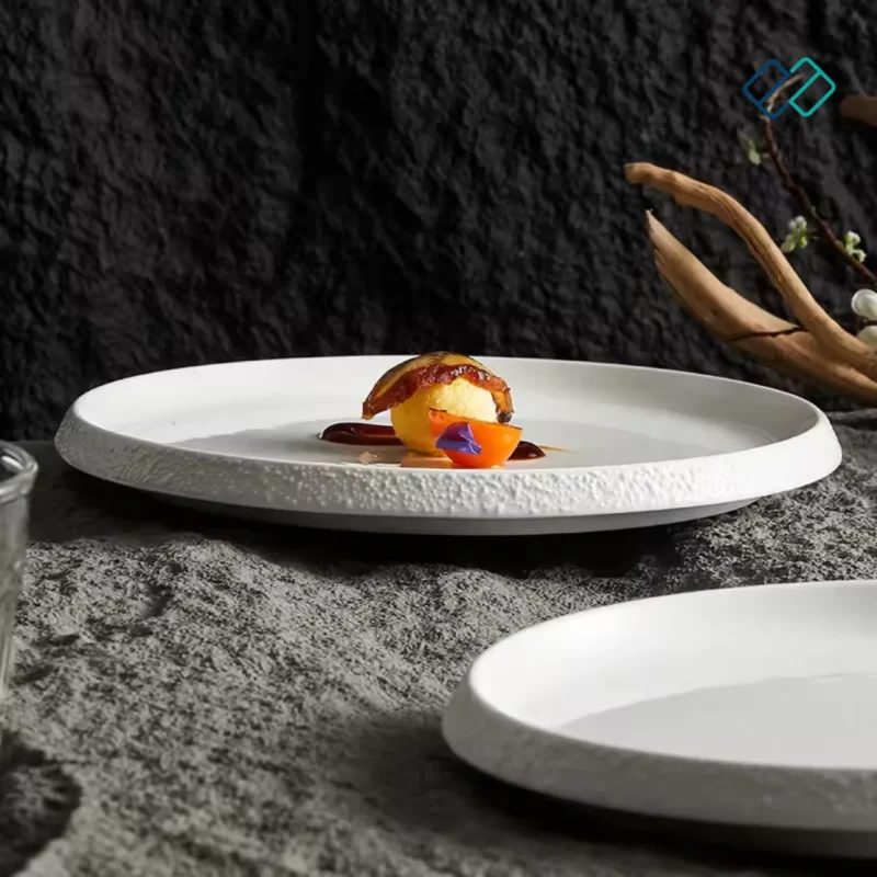 Rock Rim White Dinner Plate /Serving Plates side view