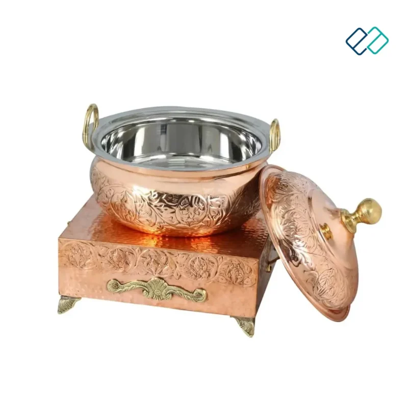 Copper Chafing Dish Food Warmer open