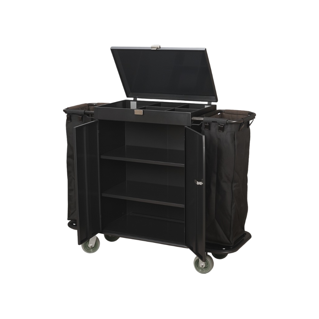 Housekeeping trolley with door black